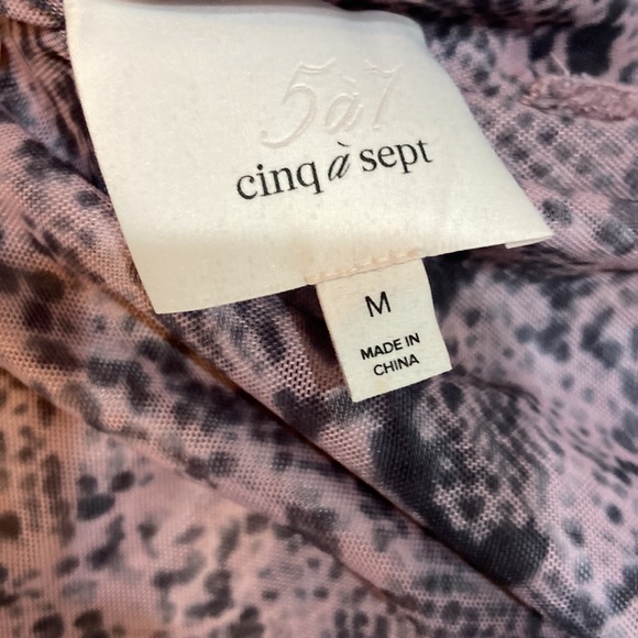 Cinq a Sept Purple Python Turtleneck Top Button Keyhole Closure Stretch - Picture 8 of 8